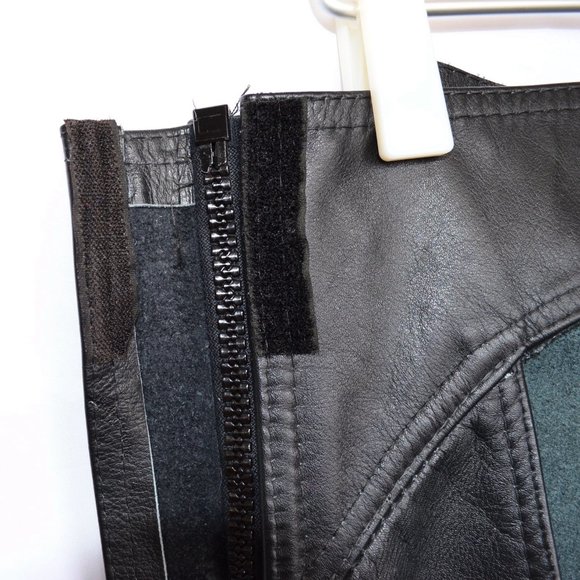 Leather Heavy Black Moto Biker Chaps - Picture 6 of 8